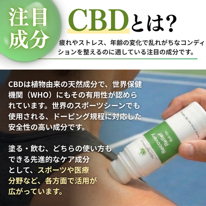 首・肩・腰・脚まで｜リカバリーリリーフロールオン 88ml 1,500mg CBD配合